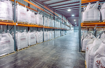 Warehouse with packaged products